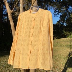 Alfred Dunner Flower Print Button Down Blouse